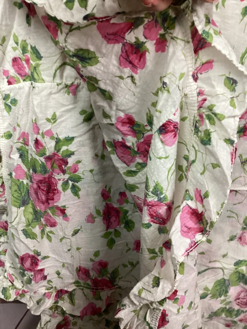 Vintage Floral Pink Ruffled Bedspread Coverlet Double